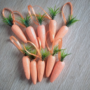 10pcs; Easter Hanging Glitter Carrot Ornaments; Easter Party DIY Crafts Mini Foam Carrot Pendant Decorations