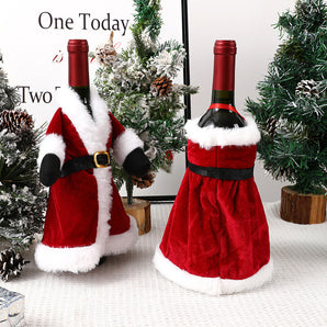 2pcs, Creative Red Wine Bag, Christmas Dress Wine Bottle Cover, Christmas Skirt Wine Bottle Decoration, Christmas Red Wine Cover