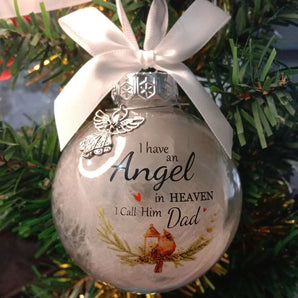 In Heaven Relatives Name Ornament, Keepsake Feather Plastic Ball Christmas Tree Charm Hanging