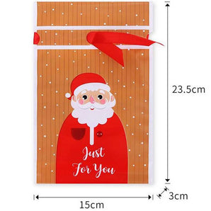 20 Pcs Orange Christmas Gift Wrapping Bags Candy Bag Drawstring Bag Gift Wrap Random Pattern; Snowman Santa Claus White Bear Elk