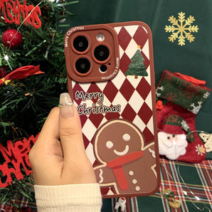 Christmas Gingerbread Man iPhone 14 Phone Case 13pro Apple 12 Cat's Eye 11 Thanksgiving 7/8 Burgundy xs