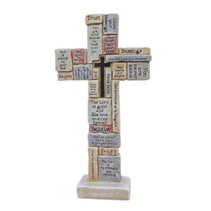 1pc Encouraging Wall Cross - Resin Ornament with Inspirational Words and Phrases - Perfect Christian Home Decor and Christmas Gift