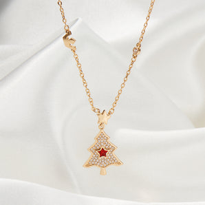 New Christmas tree with five-pointed star necklace Christmas jewelry Santa Claus holiday gift