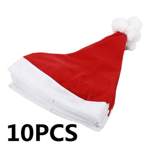 10Pcs/Set Christmas Hat Santa Novelty Hat Kids Christmas Decorations For New Year Party Supplies Home Santa Claus Gift Navidad