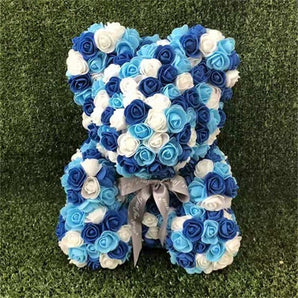 25cm Rose Bear Girlfriend Anniversary Christmas Valentine Day Gift Birthday Present For Wedding Party Artificial Flowers