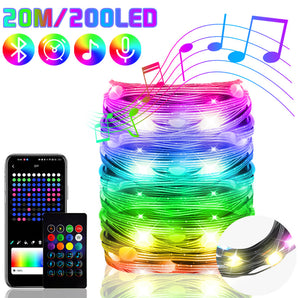 2023 Bluetooth RGB IC Christmas Fairy Light APP Control LED String Light Smart Music Rhythm Waterproof Xmas Light New Year Party