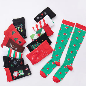 6 Pairs Women's Christmas Socks Holiday Christmas Novel Colorful Patterns
