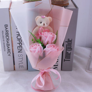 Promotion 3 colors Doll Teddy Bear with Soap Flower Gift Box Valentine child Gift Wedding Decoration Gifts
