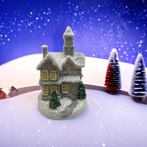 3pcs/set Resin Christmas Scene Village Houses Town With Warm White LED Light Holiday Gifts Xmas Decoration For New Year 2024