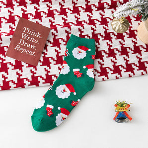 4 Pairs Christmas Socks Woman Funny Santa Claus Christmas snowman Socks Kawaii Cartoon Animal Girl Cute Novel Christmas Gift Socks
