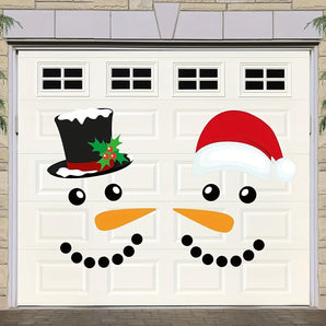 1 Set, Magnet Sticker, Merry Christmas Decorative Garage Door Decorative Snowman Magnet Sticker, Refrigerator Snowman Face Garage Sticker Set, Reflective Car Sticker, Chrismas Decor, Home Decor