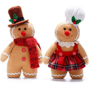 2PCS Gingerbread Plush Stuffed Animal,Christmas Plush Toys