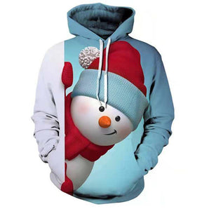 Europe and the United States new Christmas women's 3D snowman gift dog Christmas print hooded blouse sweater