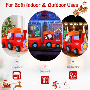 8.6 Feet Lighted Christmas Inflatable Train with Santa Claus Deer