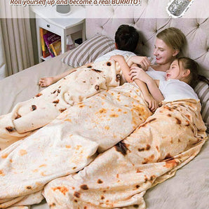 Burrito Tortilla Blankets Funny Gifts for Your Family and Friends; Cute Food Wrap Blanket for Adults; Kids and Teens; 71 inches Soft and Fuzzy Throw Blankets for Christmas; Amazon Platform Banned