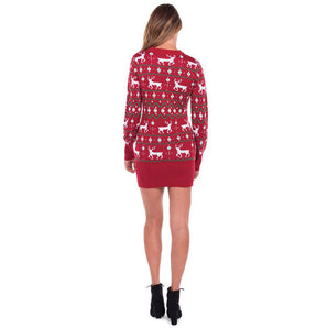 Autumn and Winter Hot Sale Dress Sexy Round Neck Christmas Print Long Sleeve Dress