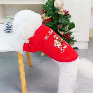 Christmas Pet Hoodie With Santa Claus Pattern For Dog & Cat; Festive Dog Hoodie; Warm Cat Sweater