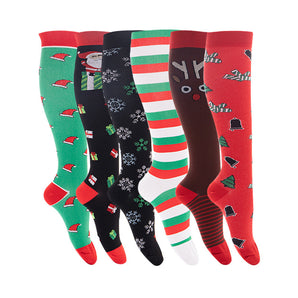 6 Pairs Women's Christmas Socks Holiday Christmas Novel Colorful Patterns