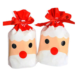 20 Pcs Red Santa Claus Drawstring Bag Gift Wrapping Bags Lovely Christmas Candy Bag Gift Wrap Cute Party Favor Supplies