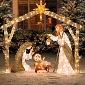 LED Lighted Nativity Scene Christmas Decoration Ornament for Lawn, Yard, Patio